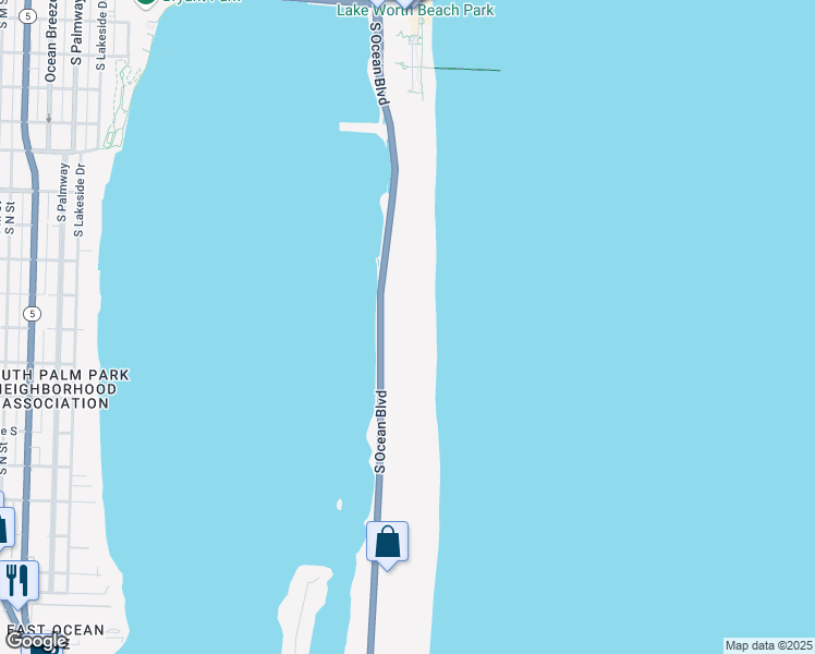 map of restaurants, bars, coffee shops, grocery stores, and more near 3230 South Ocean Boulevard in Palm Beach