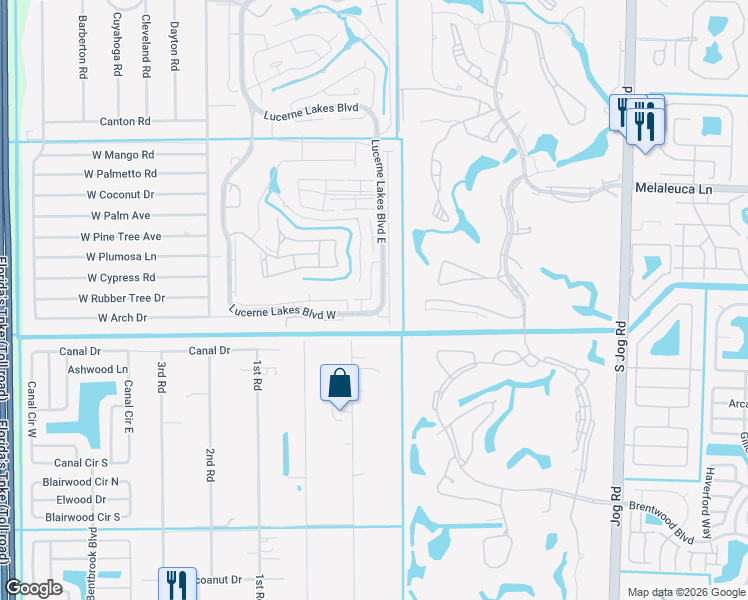 map of restaurants, bars, coffee shops, grocery stores, and more near 4717 Lucerne Lakes Boulevard East in Lake Worth