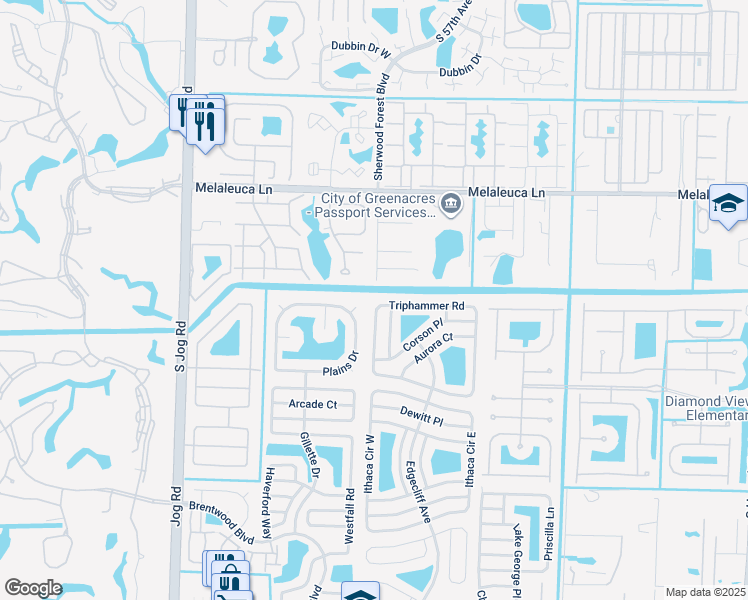 map of restaurants, bars, coffee shops, grocery stores, and more near 5928 Triphammer Rd in Lake Worth