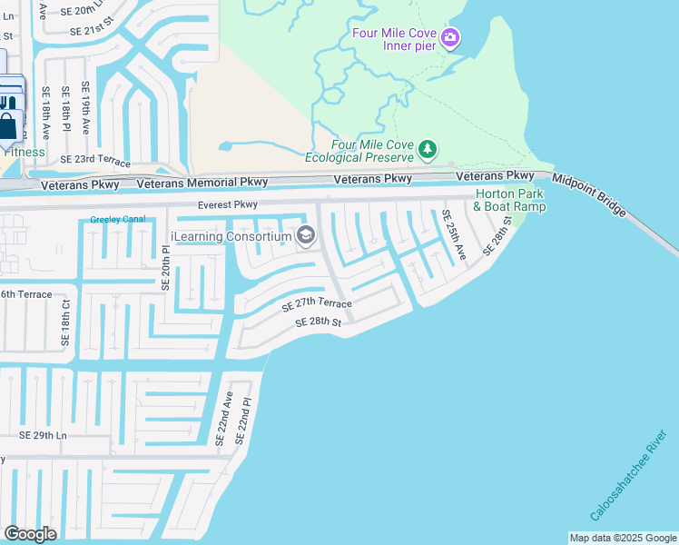 map of restaurants, bars, coffee shops, grocery stores, and more near 2611 Southeast 23rd Avenue in Cape Coral