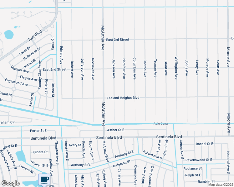 map of restaurants, bars, coffee shops, grocery stores, and more near 102 Jackson Avenue in Lehigh Acres