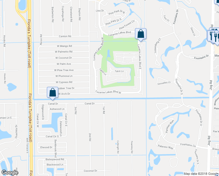 map of restaurants, bars, coffee shops, grocery stores, and more near 4735 Lucerne Lakes Boulevard West in Lake Worth