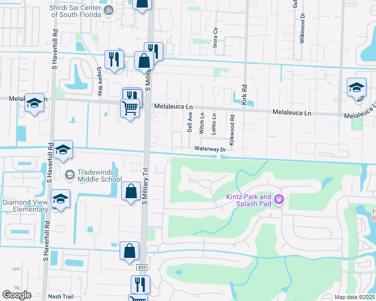 map of restaurants, bars, coffee shops, grocery stores, and more near 4286 Waterway Drive in Lake Worth Beach