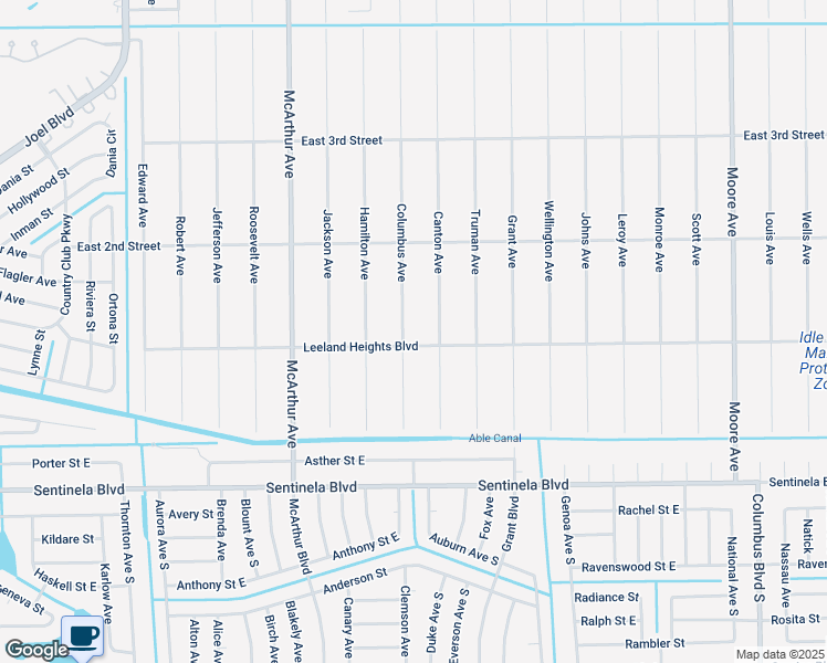 map of restaurants, bars, coffee shops, grocery stores, and more near 102 Columbus Avenue in Lehigh Acres