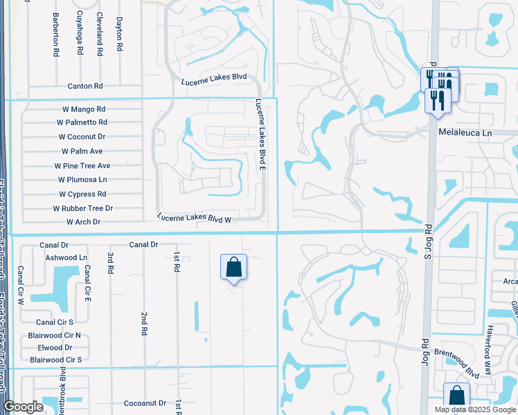 map of restaurants, bars, coffee shops, grocery stores, and more near 4704 Lucerne Lakes Boulevard East in Lake Worth