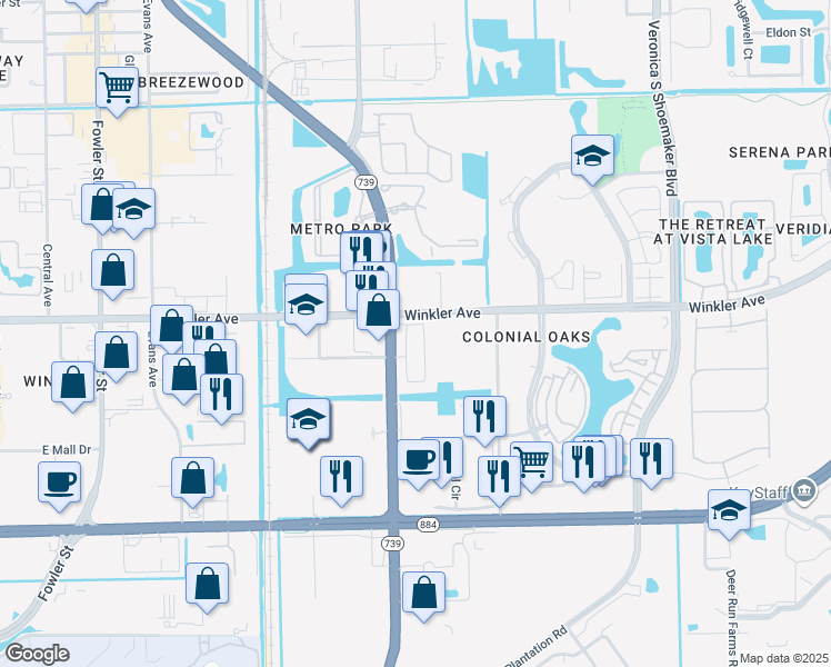 map of restaurants, bars, coffee shops, grocery stores, and more near 4154 Castilla Circle in Fort Myers