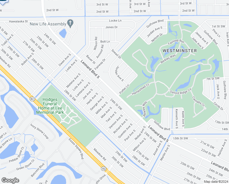 map of restaurants, bars, coffee shops, grocery stores, and more near 4918 Leonard Boulevard South in Lehigh Acres