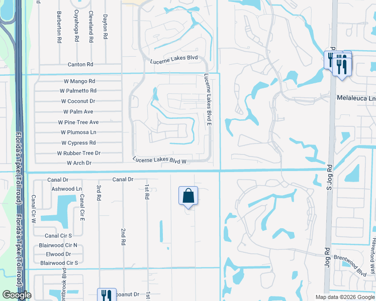 map of restaurants, bars, coffee shops, grocery stores, and more near 4723 Lucerne Lakes Boulevard East in Lake Worth