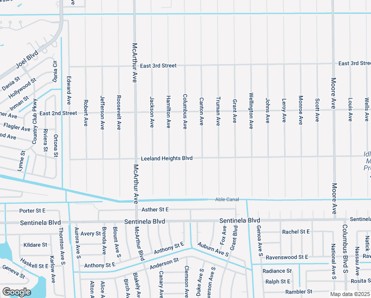 map of restaurants, bars, coffee shops, grocery stores, and more near 102 Columbus Avenue in Lehigh Acres