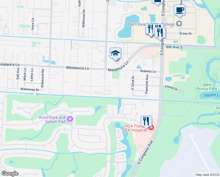 map of restaurants, bars, coffee shops, grocery stores, and more near 3454 48th Lane South in Lake Worth