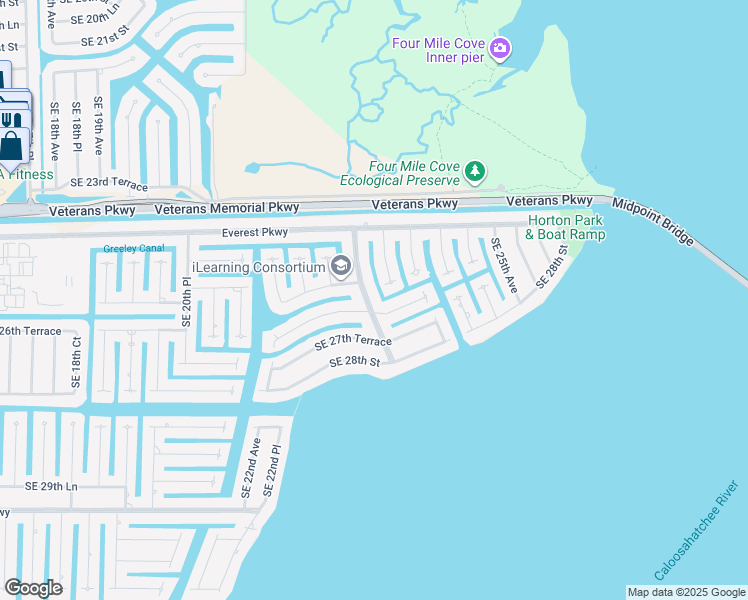 map of restaurants, bars, coffee shops, grocery stores, and more near 2611 Southeast 23rd Avenue in Cape Coral