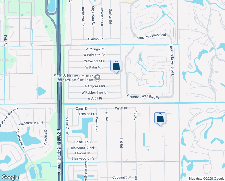 map of restaurants, bars, coffee shops, grocery stores, and more near 20 West Rubber Tree Drive in Lake Worth