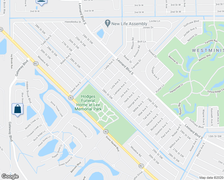 map of restaurants, bars, coffee shops, grocery stores, and more near 2433 Lola Avenue South in Lehigh Acres