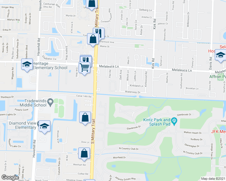 map of restaurants, bars, coffee shops, grocery stores, and more near 4966 Freedom Circle in Lake Worth