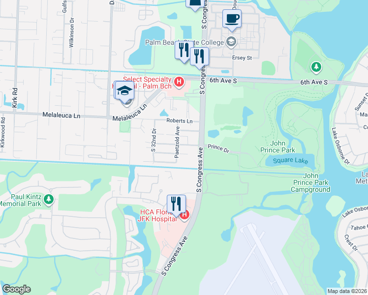 map of restaurants, bars, coffee shops, grocery stores, and more near 3083 Mcsherry Drive in Lake Worth