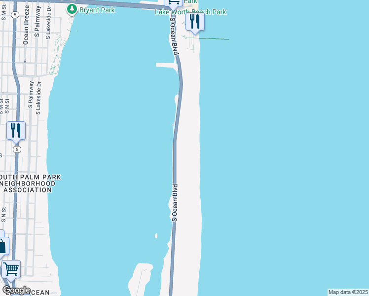 map of restaurants, bars, coffee shops, grocery stores, and more near 3200 South Ocean Boulevard in Palm Beach