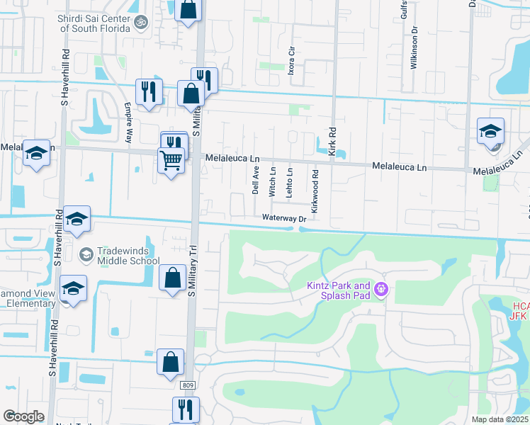 map of restaurants, bars, coffee shops, grocery stores, and more near 4286 Waterway Drive in Lake Worth Beach