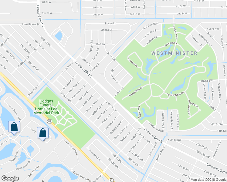 map of restaurants, bars, coffee shops, grocery stores, and more near 4944 Golfview Boulevard in Lehigh Acres