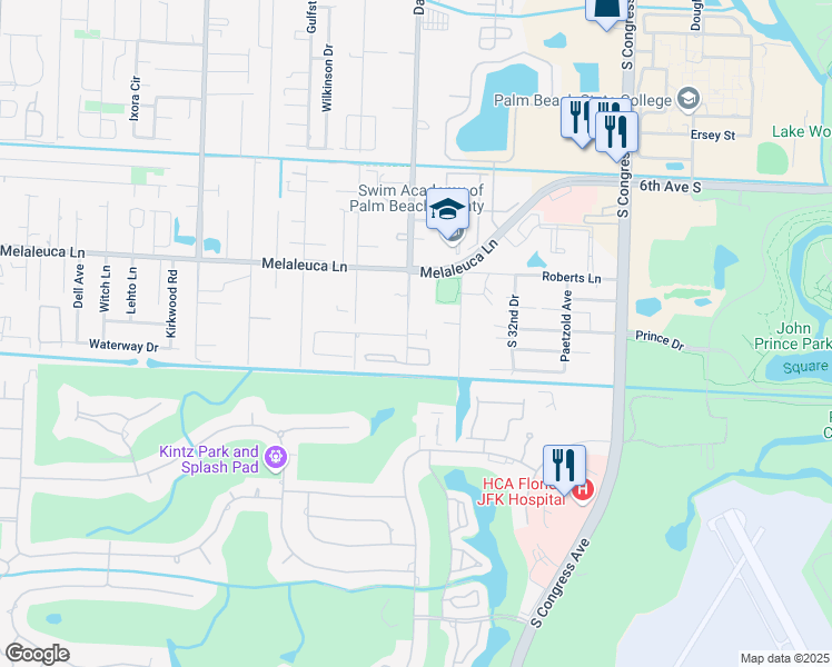 map of restaurants, bars, coffee shops, grocery stores, and more near 3454 48th Lane South in Lake Worth