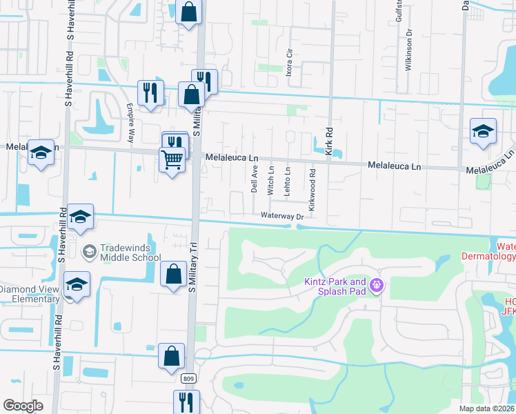map of restaurants, bars, coffee shops, grocery stores, and more near South State Road 7 in Palm Beach County