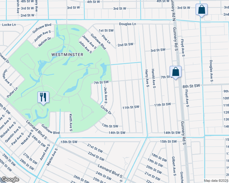 map of restaurants, bars, coffee shops, grocery stores, and more near 4557 Golfview Boulevard in Lehigh Acres