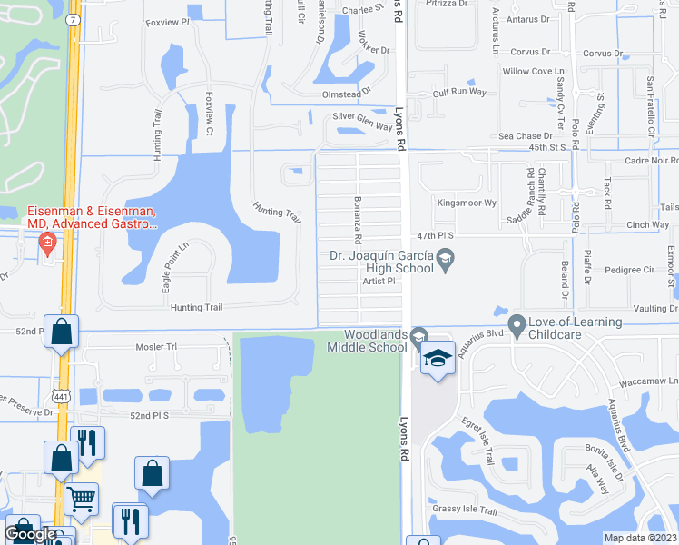 map of restaurants, bars, coffee shops, grocery stores, and more near 9180 Banquet Way in Lake Worth