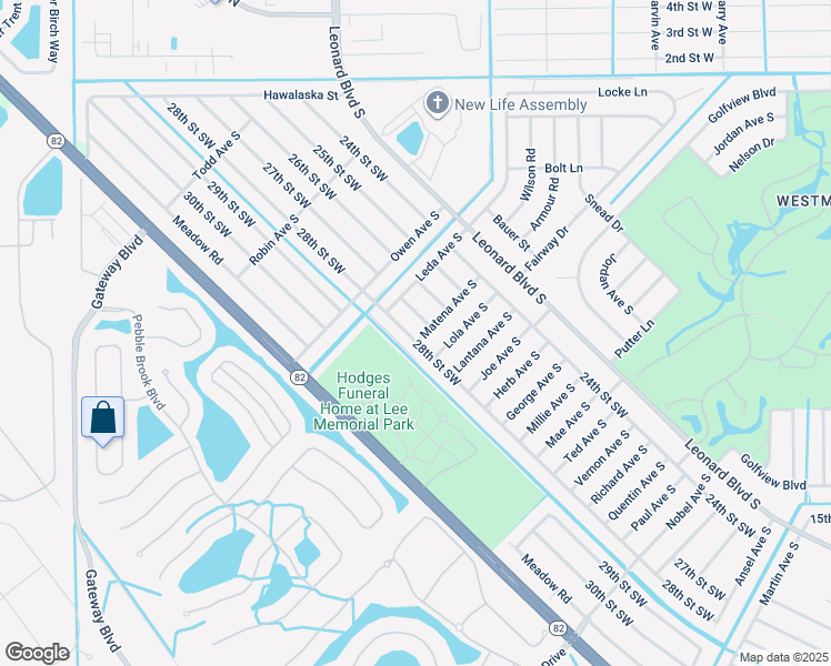 map of restaurants, bars, coffee shops, grocery stores, and more near 5005 28th Street Southwest in Lehigh Acres