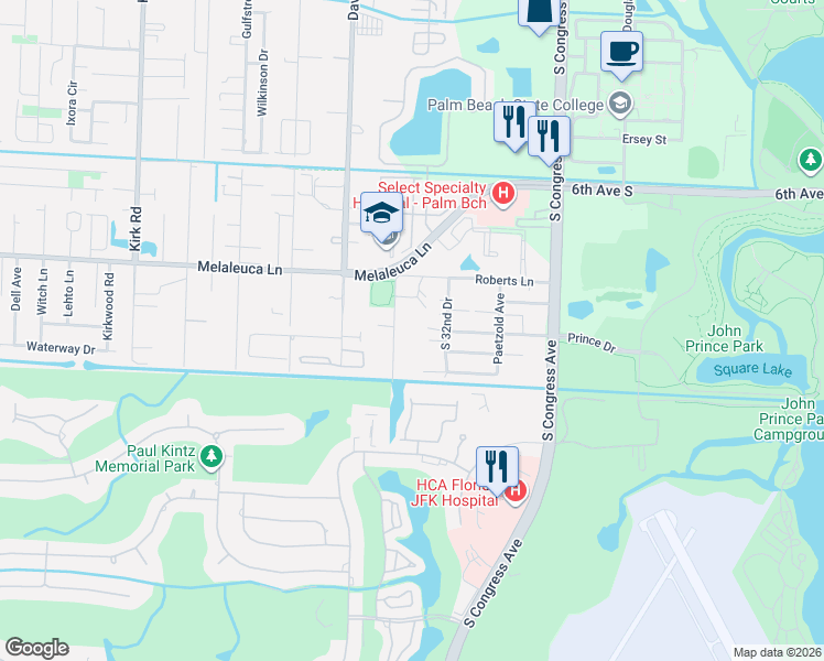 map of restaurants, bars, coffee shops, grocery stores, and more near 4942 Serafica Drive in Lake Worth