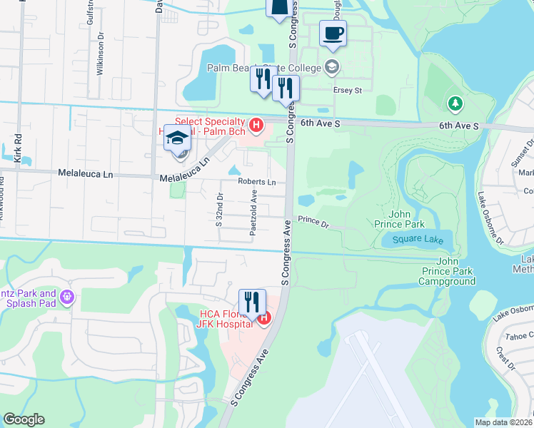 map of restaurants, bars, coffee shops, grocery stores, and more near 3083 Mcsherry Drive in Lake Worth