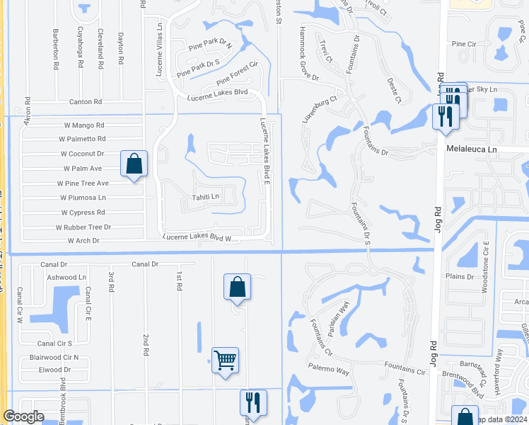 map of restaurants, bars, coffee shops, grocery stores, and more near 4688 Lucerne Lakes Boulevard East in Lake Worth