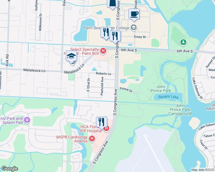 map of restaurants, bars, coffee shops, grocery stores, and more near 3083 Mcsherry Drive in Lake Worth