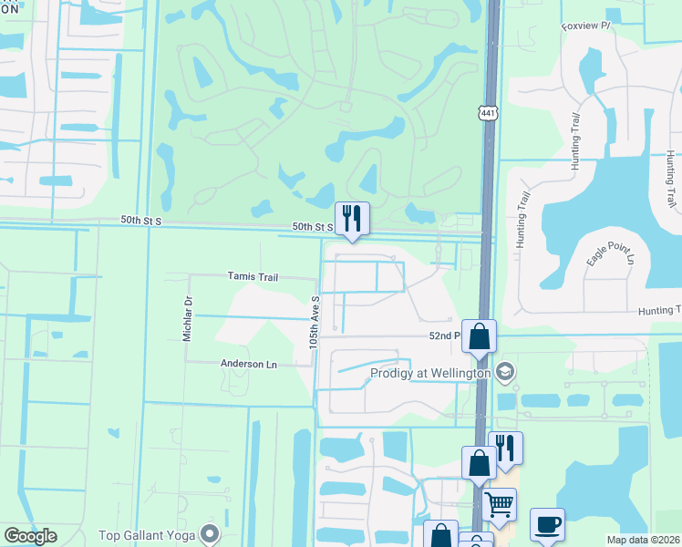 map of restaurants, bars, coffee shops, grocery stores, and more near 10681 Oak Meadow Lane in Lake Worth