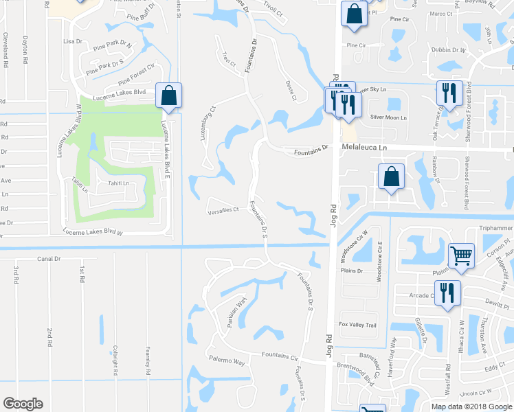 map of restaurants, bars, coffee shops, grocery stores, and more near 4706 Fountains Drive South in Lake Worth