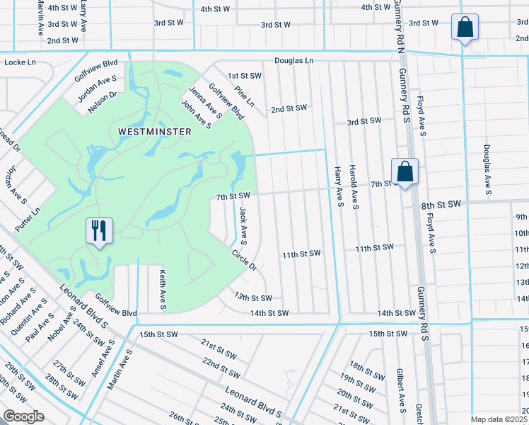 map of restaurants, bars, coffee shops, grocery stores, and more near 4580 Golfview Boulevard in Lehigh Acres