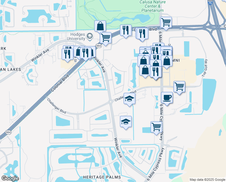 map of restaurants, bars, coffee shops, grocery stores, and more near 3815 Clearbrook Lane in Fort Myers