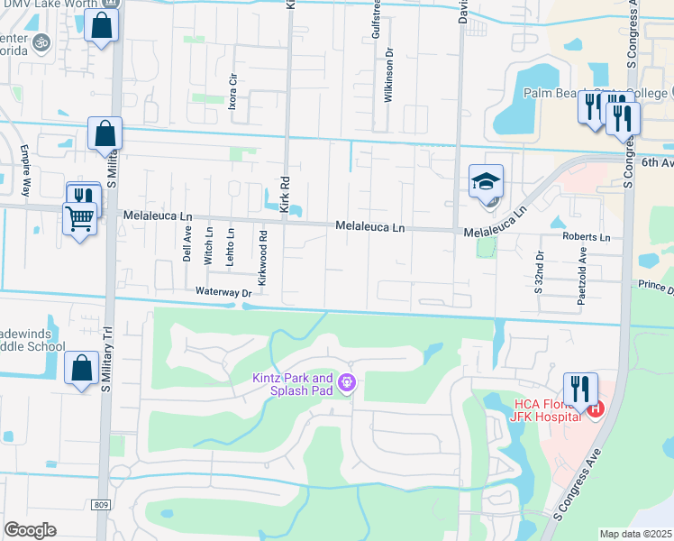 map of restaurants, bars, coffee shops, grocery stores, and more near 1110 Mathis Street in Lake Worth