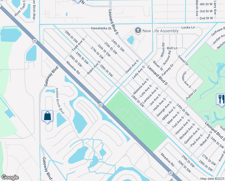 map of restaurants, bars, coffee shops, grocery stores, and more near 5104-5106 29th Street Southwest in Lehigh Acres