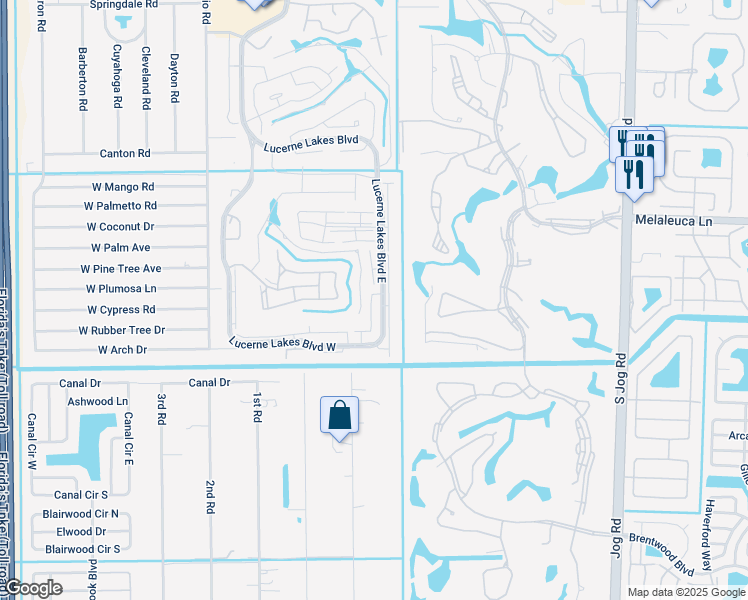 map of restaurants, bars, coffee shops, grocery stores, and more near 4697 Lucerne Lakes Boulevard East in Lake Worth