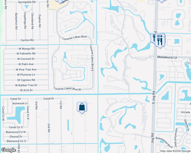 map of restaurants, bars, coffee shops, grocery stores, and more near 4696 Lucerne Lakes Boulevard East in Lake Worth
