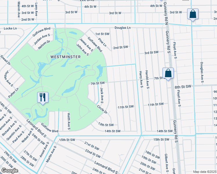 map of restaurants, bars, coffee shops, grocery stores, and more near 4580 Golfview Boulevard in Lehigh Acres