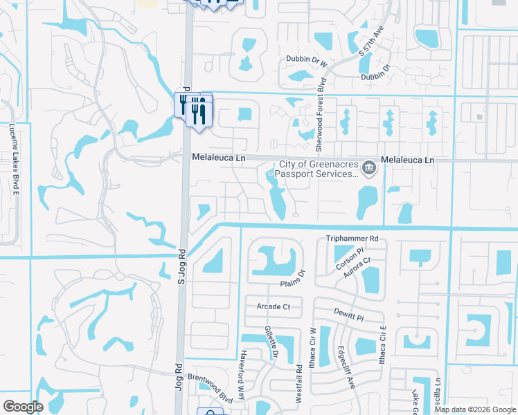 map of restaurants, bars, coffee shops, grocery stores, and more near 450C Pine Glen Lane in Greenacres