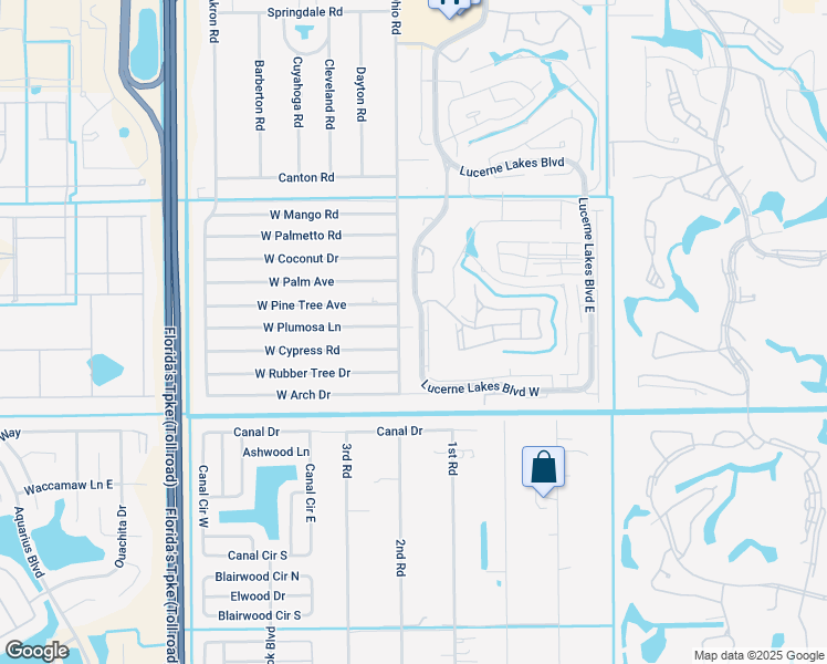 map of restaurants, bars, coffee shops, grocery stores, and more near 7458 East Plumosa Lane in Lake Worth