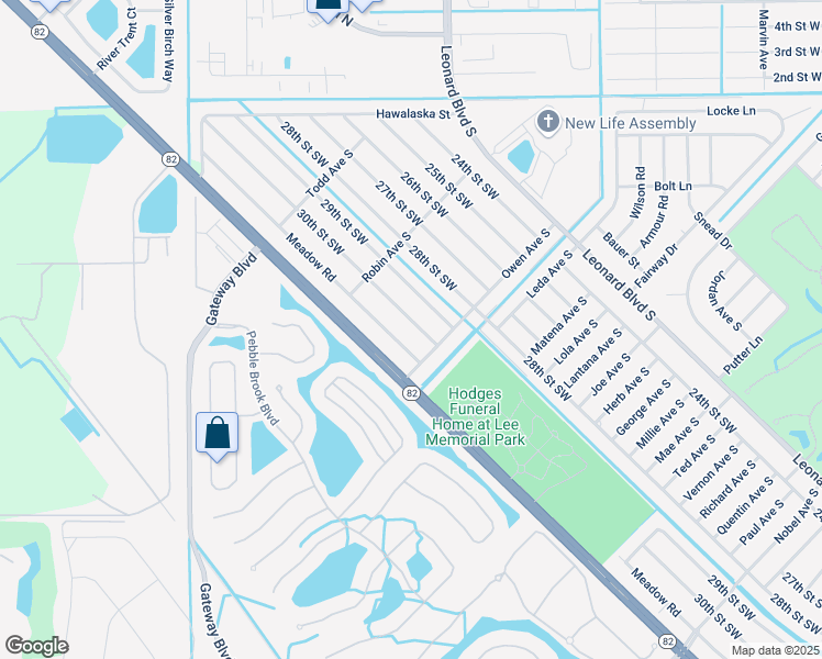 map of restaurants, bars, coffee shops, grocery stores, and more near 5119 30th Street Southwest in Lehigh Acres