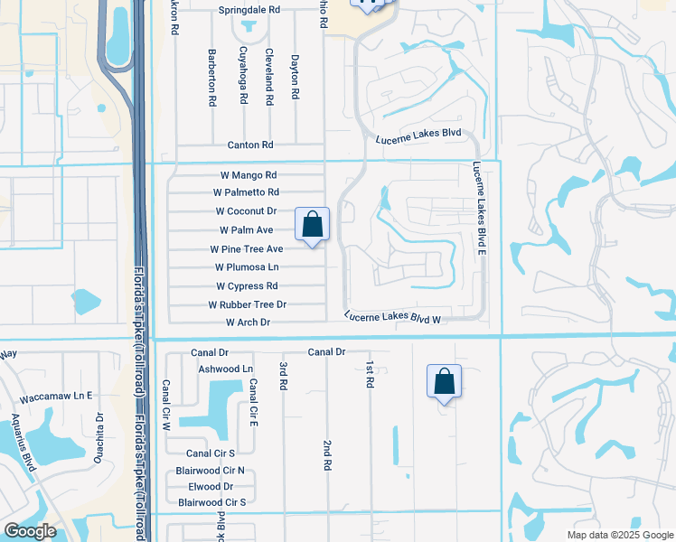 map of restaurants, bars, coffee shops, grocery stores, and more near 7458 East Plumosa Lane in Lake Worth