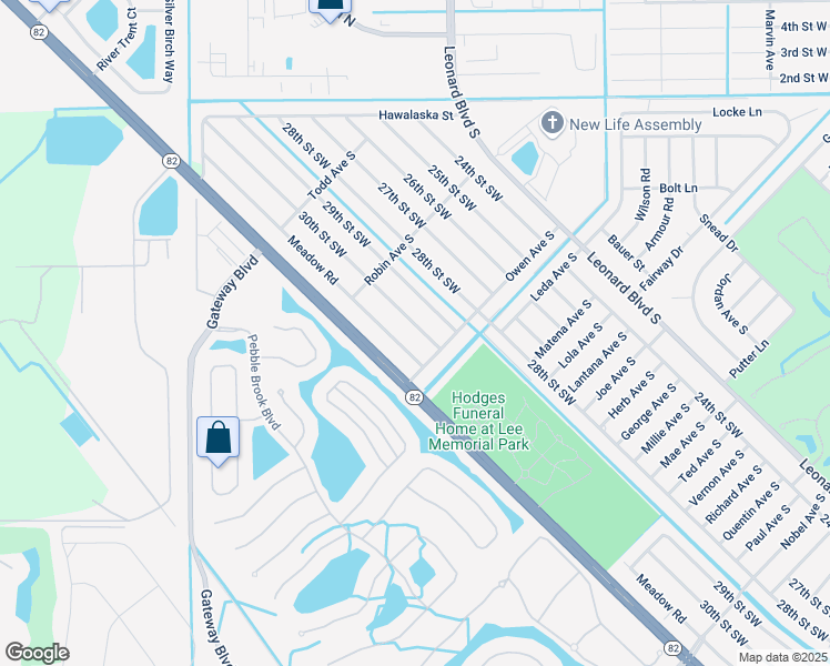 map of restaurants, bars, coffee shops, grocery stores, and more near 5119 30th Street Southwest in Lehigh Acres