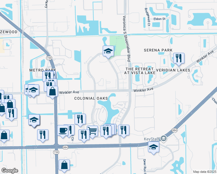 map of restaurants, bars, coffee shops, grocery stores, and more near 3401 Winkler Avenue in Fort Myers