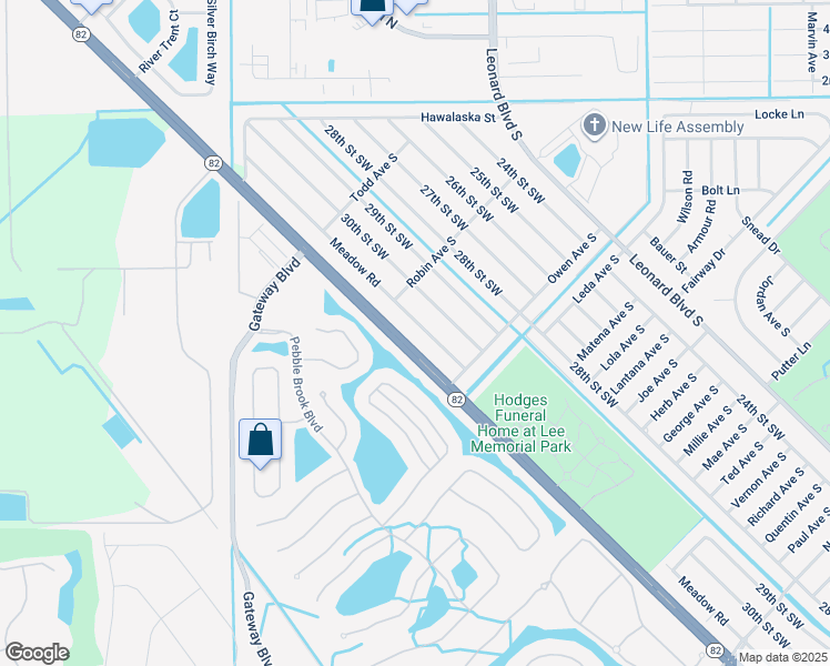 map of restaurants, bars, coffee shops, grocery stores, and more near 220 Meadow Road in Lehigh Acres