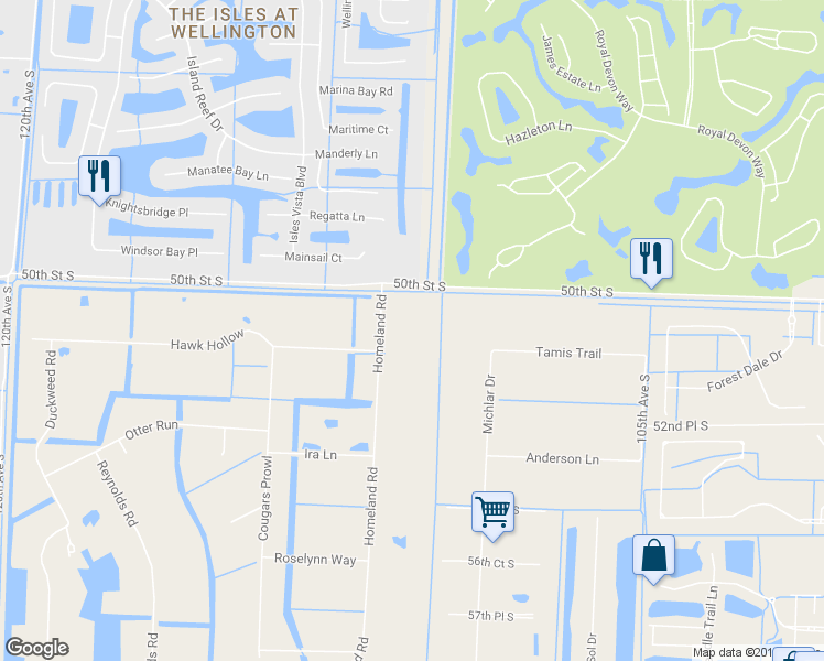 map of restaurants, bars, coffee shops, grocery stores, and more near 5066 Homeland Road in Lake Worth