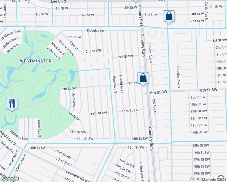 map of restaurants, bars, coffee shops, grocery stores, and more near 708 Harry Avenue South in Lehigh Acres