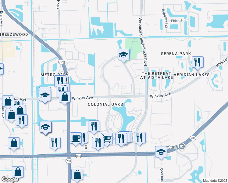 map of restaurants, bars, coffee shops, grocery stores, and more near 3301 Winkler Avenue in Fort Myers